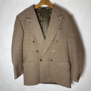 Vintage Joseph Abboud Tweed Blazer Mens 41 L Double Breasted Ventless Sport Coat